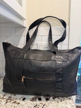 Frye Black Leather Travel Weekender
